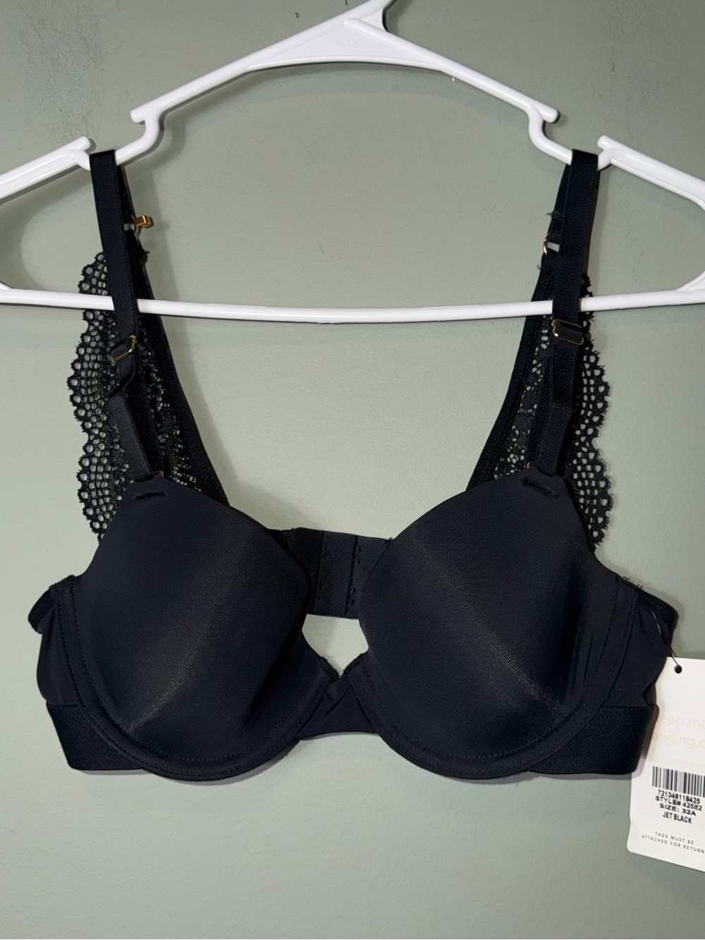 Lively Black Lace-Back T-Shirt Bra‎ - Women Intimates 32A NWT Jet Black